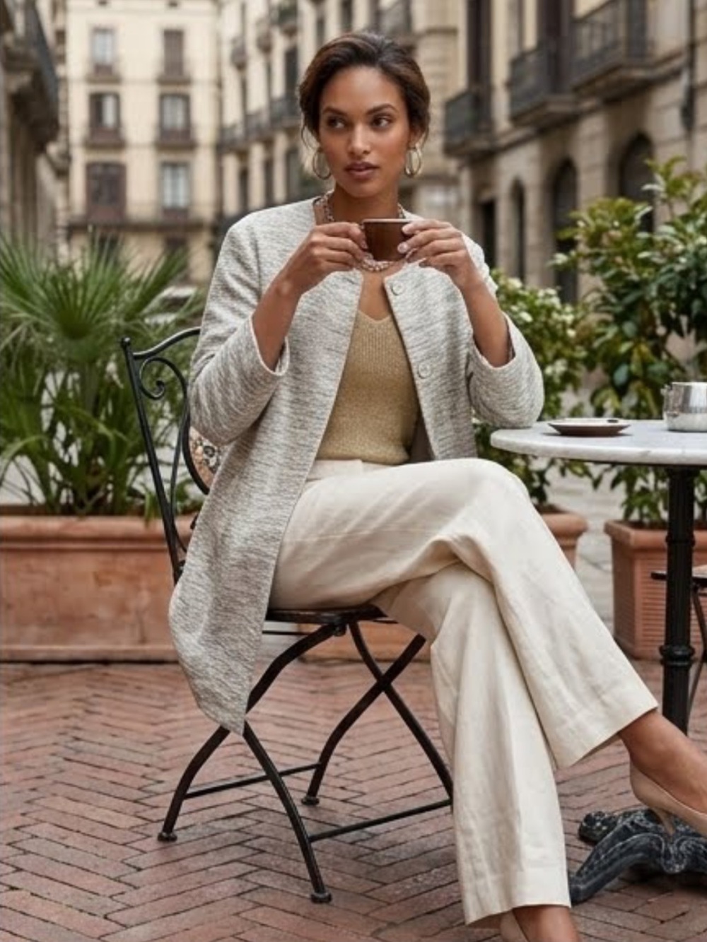 NWT Eileen Fisher Woven Cotton Jacket Ivory Black Sz L